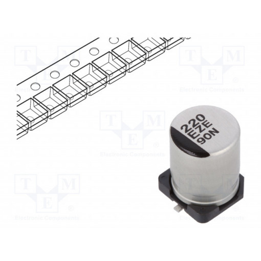 EEHZE1E221P; Capacitor: hybrid; 220uF; 25VDC; ESR: 27mΩ; ZE; SMD; ±20%; -55÷125°C; PANASONIC