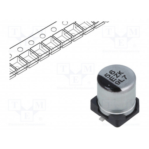 EEHZK1E560UR; Capacitor: hybrid; 56uF; 25VDC; ESR: 80mΩ; ZKU; SMD; ±20%; -55÷125°C; PANASONIC
