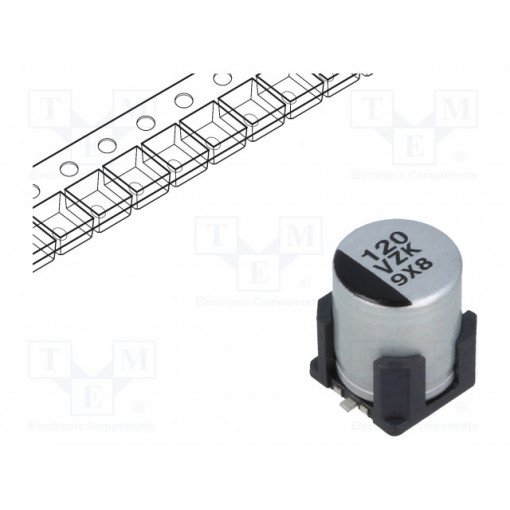 EEHZKV121XUV; Capacitor: hybrid; 120uF; 35VDC; ESR: 35mΩ; ZKU; SMD; ±20%; -55÷125°C; PANASONIC