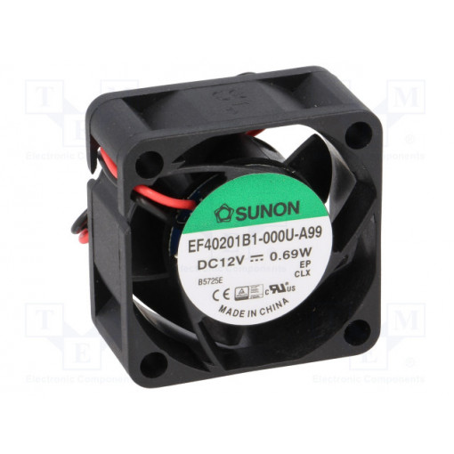 EF40201B1-000U-A99; Fan: DC; axial; 12VDC; 40x40x20mm; 15.12m3/h; 26.5dBA; ball bearing; SUNON