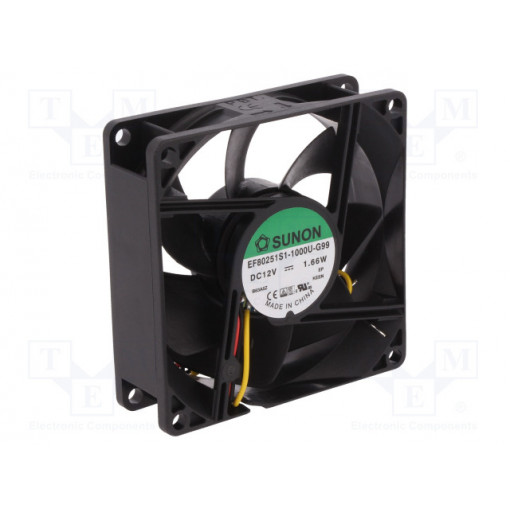 EF80251S1-1000U-G99; Fan: DC; axial; 12VDC; 80x80x25mm; 69.29m3/h; 33dBA; slide bearing; SUNON
