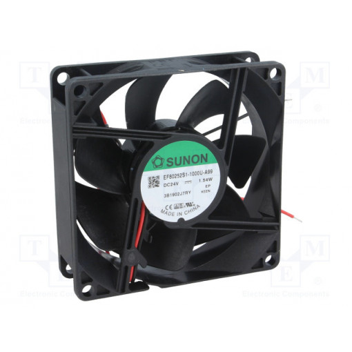 EF80252S1-1000U-A99; Fan: DC; axial; 24VDC; 80x80x25mm; 69.63m3/h; 33dBA; slide bearing; SUNON