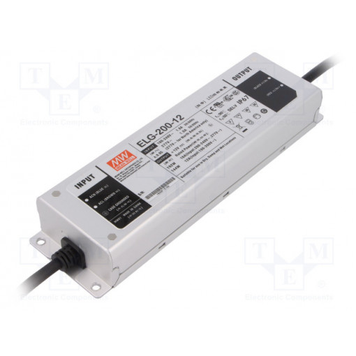 ELG-200-12; Power supply: switched-mode; LED; 192W; 12VDC; 16A; 100÷305VAC; MEAN WELL