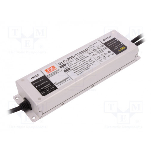 ELG-200-C1050D2; Power supply: switched-mode; LED; 199.5W; 95÷190VDC; 1.05A; IP67; MEAN WELL