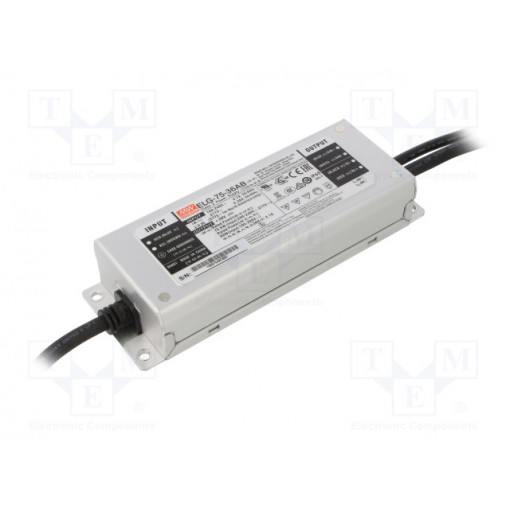 ELG-75-12AB; Power supply: switched-mode; LED; 60W; 12VDC; 10.8÷13.2VDC; 2.5÷5A; MEAN WELL