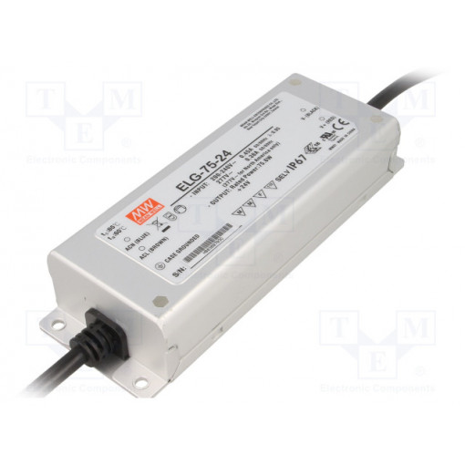 ELG-75-24; Power supply: switched-mode; LED; 75.6W; 24VDC; 3.15A; 180÷295VAC; MEAN WELL