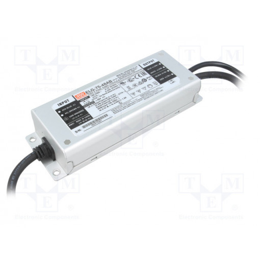 ELG-75-48AB; Power supply: switched-mode; LED; 76.8W; 48VDC; 43.2÷52.8VDC; IP65; MEAN WELL