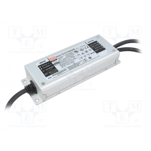 ELG-75-C1050AB; Power supply: switched-mode; LED; 74.55W; 35÷71VDC; 525÷1050mA; MEAN WELL
