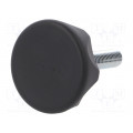 222451-C1; Knob; Ø: 56mm; Ext.thread: M10; 20mm; technopolymer (PA); Cap: black; ELESA+GANTER