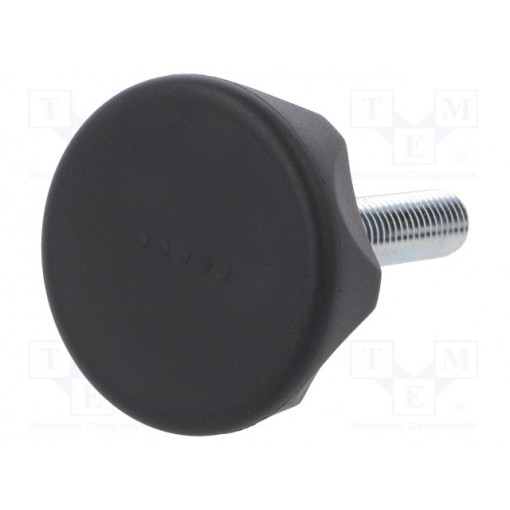 222491-C1; Knob; Ø: 56mm; Ext.thread: M12; 40mm; technopolymer (PA); Cap: black; ELESA+GANTER