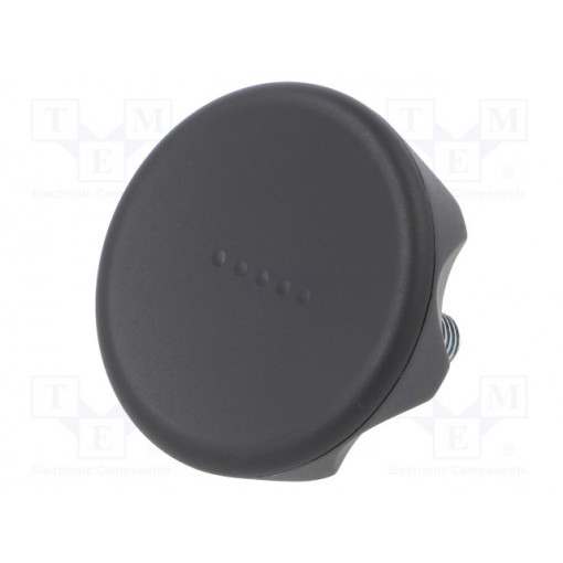 222641-C1; Knob; Ø: 70mm; Ext.thread: M12; 30mm; technopolymer (PA); Cap: black; ELESA+GANTER