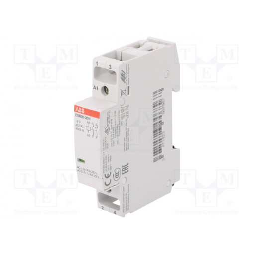 1SBE121111R1420; Contactor: 2-pole installation; NO x2; 12VAC; 12VDC; 20A; DIN; ESB; ABB