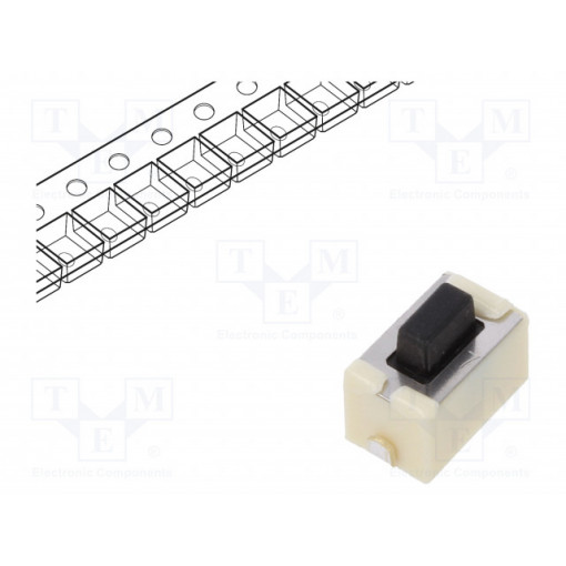 EVQPE105K; Microswitch TACT; SPST; Pos: 2; 0.05A/12VDC; 6x3.5x3.5mm; 5mm; PANASONIC