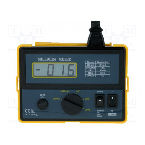 380462; Milli-ohm meter; LCD (1999); 0,1m÷200m/2/20/200/2000Ω; Plug: EU; EXTECH