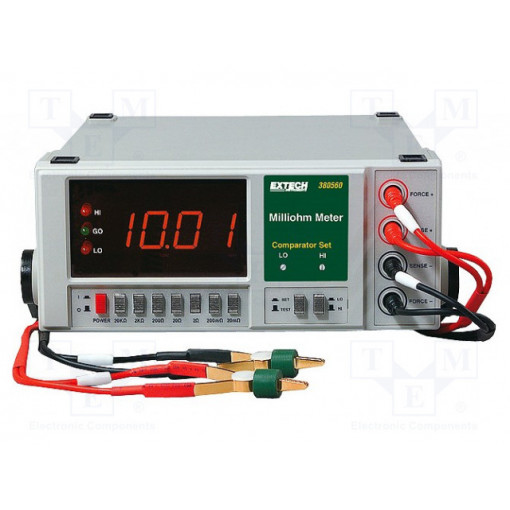 380562; Milli-ohm meter; LED 3,5 digit (1999); Test volt: 5V; Plug: EU; EXTECH