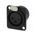 FC61900; Socket; XLR; female; PIN: 3; soldering; gold-plated; black; metal; CLIFF FC61900; Socket; XLR; female; PIN: 3; soldering; gold-plated; black; metal; CLIFF
