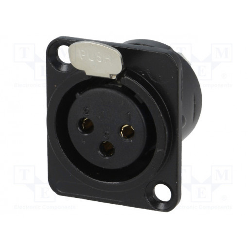 FC61900; Socket; XLR; female; PIN: 3; soldering; gold-plated; black; metal; CLIFF