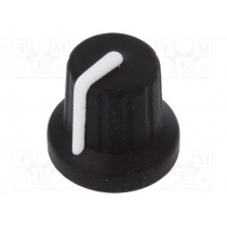 FC72601S; Knob; with pointer; rubber,plastic; Øshaft: 6mm; Ø16x15.1mm; black; CLIFF