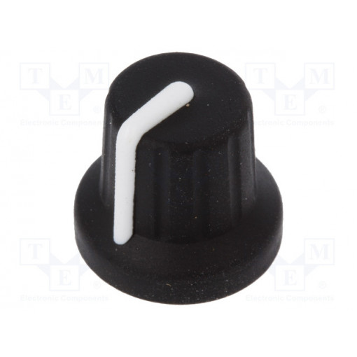 FC72601S; Knob; with pointer; rubber,plastic; Øshaft: 6mm; Ø16x15.1mm; black; CLIFF