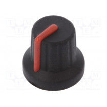 FC72602S; Knob; with pointer; rubber,plastic; Øshaft: 6mm; Ø16x15.1mm; black; CLIFF