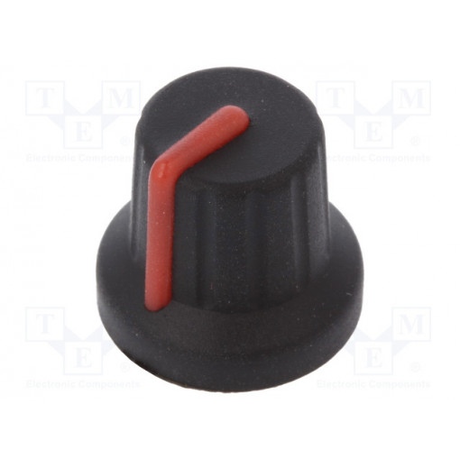 FC72602S; Knob; with pointer; rubber,plastic; Øshaft: 6mm; Ø16x15.1mm; black; CLIFF