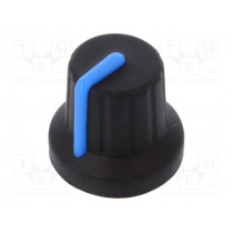 FC72603S; Knob; with pointer; rubber,plastic; Øshaft: 6mm; Ø16x15.1mm; black; CLIFF