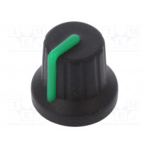FC72604S; Knob; with pointer; rubber,plastic; Øshaft: 6mm; Ø16x15.1mm; black; CLIFF