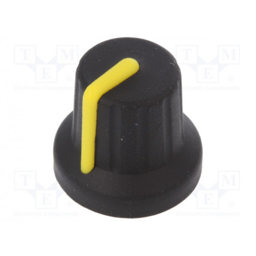 FC72605S; Knob; with pointer; rubber,plastic; Øshaft: 6mm; Ø16x15.1mm; black; CLIFF