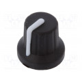 FC72606S; Knob; with pointer; rubber,plastic; Øshaft: 6mm; Ø16x15.1mm; black; CLIFF FC72606S; Knob; with pointer; rubber,plastic; Øshaft: 6mm; Ø16x15.1mm; black; CLIFF