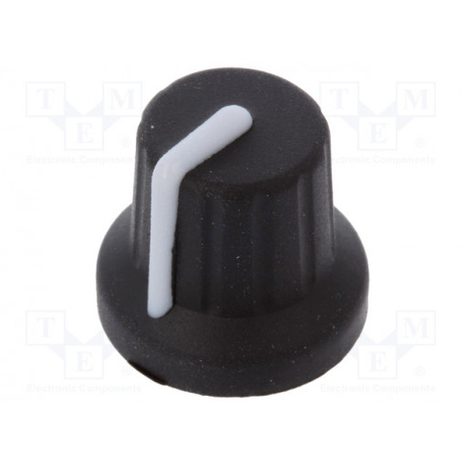 FC72606S; Knob; with pointer; rubber,plastic; Øshaft: 6mm; Ø16x15.1mm; black; CLIFF