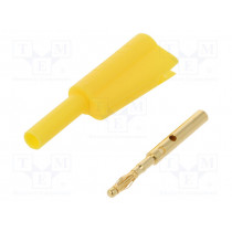 FCR7366Y; Plug; 2mm banana; 10A; 30VAC; 60VDC; yellow; Connection: soldering; CLIFF