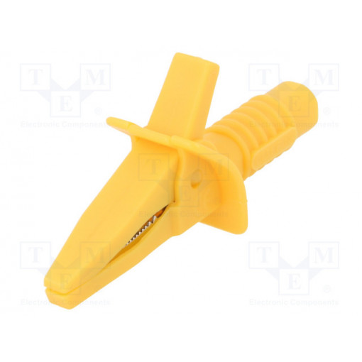 FCR7924; Crocodile clip; 10A; yellow; max.25mm; Connection: 4mm socket; CLIFF