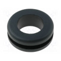 ; Grommet; Ømount.hole: 12mm; Øhole: 10mm; rubber; black; FIX&FASTEN