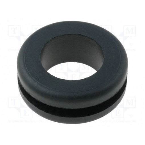 ; Grommet; Ømount.hole: 12mm; Øhole: 10mm; rubber; black; FIX&FASTEN