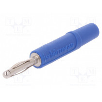 FK 02 L NI/BL; Plug; 2mm banana; 10A; 70VDC; blue; Plating: nickel plated; Ø: 2mm; SCHÜTZINGER