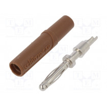 FK 02 L NI/BR; Plug; 2mm banana; 10A; 70VDC; brown; Plating: nickel plated; Ø: 2mm; SCHÜTZINGER