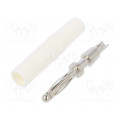 FK 02 L NI/WS; Plug; 2mm banana; 10A; 70VDC; white; Plating: nickel plated; Ø: 2mm; SCHÜTZINGER FK 02 L NI/WS; Plug; 2mm banana; 10A; 70VDC; white; Plating: nickel plated; Ø: 2mm; SCHÜTZINGER