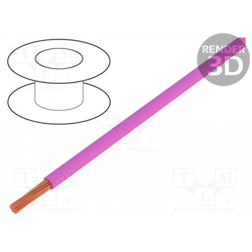 FLRYW-B0.75-PK; Wire; FLRYW-B; stranded; Cu; 0.75mm2; PVC; pink; 60V; 100m; Class: 5; BQ CABLE
