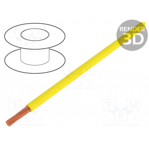 FLRYW-B0.75-YL; Wire; FLRYW-B; stranded; Cu; 0.75mm2; PVC; yellow; 60V; 100m; Class: 5; BQ CABLE