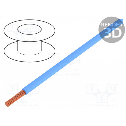FLRYW-B1.00-BL; Wire; FLRYW-B; stranded; Cu; 1mm2; PVC; blue; 60V; 100m; Class: 5; BQ CABLE