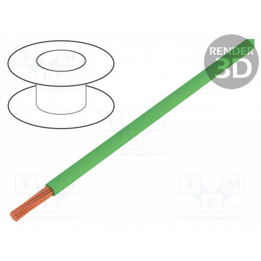 FLRYW-B1.00-GR; Wire; FLRYW-B; stranded; Cu; 1mm2; PVC; green; 60V; 100m; Class: 5; BQ CABLE