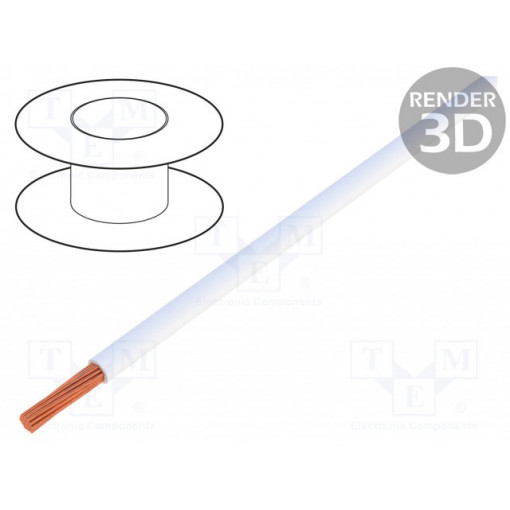 FLRYW-B1.00-WH; Wire; FLRYW-B; stranded; Cu; 1mm2; PVC; white; 60V; 100m; Class: 5; BQ CABLE