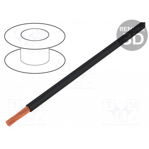 FLRYW-B1.50-BK; Wire; FLRYW-B; stranded; Cu; 1.5mm2; PVC; black; 60V; 100m; Class: 5; BQ CABLE