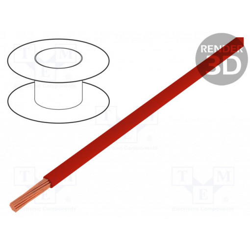 FLRYW-B10.00-RD; Wire; FLRYW-B; stranded; Cu; 10mm2; PVC; red; 60V; 100m; Class: 5; BQ CABLE