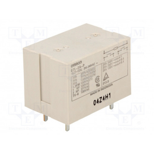 G7L-2A-P 200/240VAC; Relay: electromagnetic; DPST-NO; Ucoil: 230VAC; Icontacts max: 20A; OMRON
