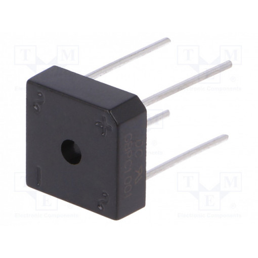 GBPC1001; Single-phase bridge rectifier; Urmax: 100V; If: 10A; Ifsm: 240A; DC COMPONENTS