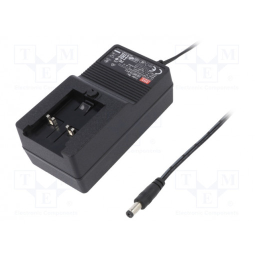 GE40I15-P1J; Power supply: switched-mode; 15VDC; 2.7A; Out: 5,5/2,1; 40.5W; 87%; MEAN WELL