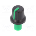 ; Knob; with pointer; ABS; Øshaft: 6mm; Ø16x14.4mm; black; push-in; SR PASSIVES