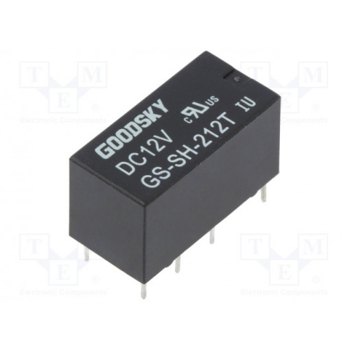 GS-SH-212T; Relay: electromagnetic; DPDT; Ucoil: 12VDC; 1A/120VAC; 2A/24VDC; 2A; GOODSKY
