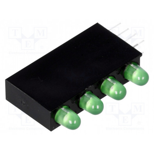H30D-4GD; LED; in housing; green; 3mm; No.of diodes: 4; 20mA; 80°; 1.6÷2.6V; LUCKY LIGHT H30D-4GD; LED; in housing; green; 3mm; No.of diodes: 4; 20mA; 80°; 1.6÷2.6V; LUCKY LIGHT